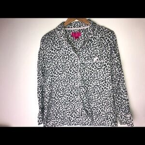 Victoria's Secret Pajama Top Black & White Animal Print Small